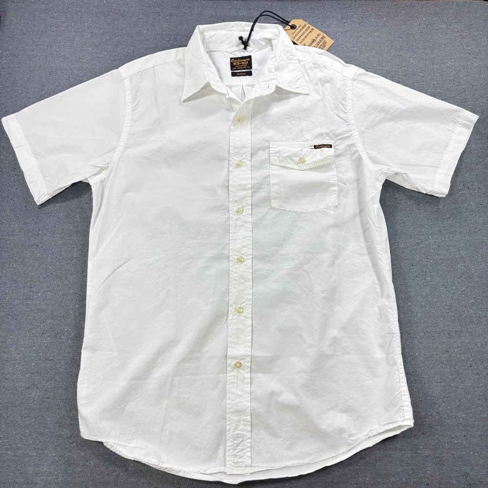 Civilianaire Button Down Shirt Mens Adult Medium White Short Sleeve Cotton USA
